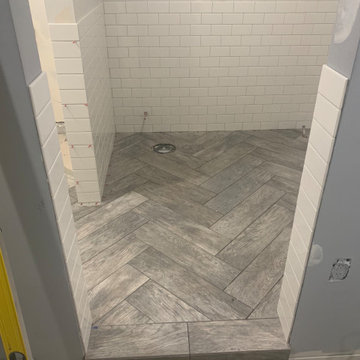 Chevron tile floor