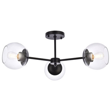 Briggs 3-Light Flush Mount in Black And Clear