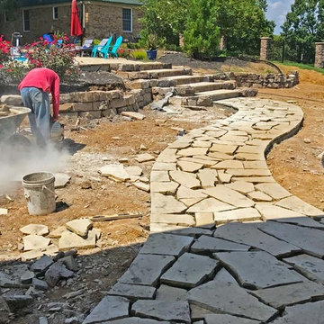 Natural flagstone creating the walkway.