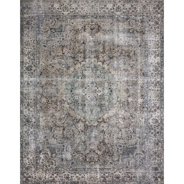 Taupe Stone Teal Navy Printed Polyester Layla Area Rug by Loloi II, 3'-6"x5'-6"