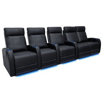 Valencia Syracuse Top Grain Genuine Leather Home Theater Seating - Black