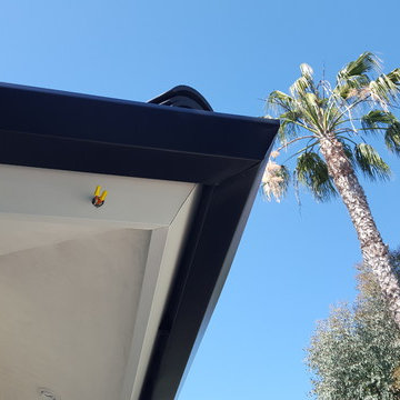 Huntington Beach California, White Fascia Wrap, Black 6 inch Angle Face Gutters