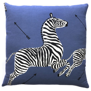 Zebras Pillow, Denim, 22" X 22"
