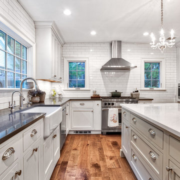 White Inset Kitchen with Large Island