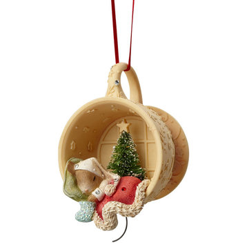 Enesco Heart of Christmas Mouse Sleeping in Cup Ornament