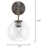 Reese Glass Wall Sconce, Gunmetal, Clear Glass