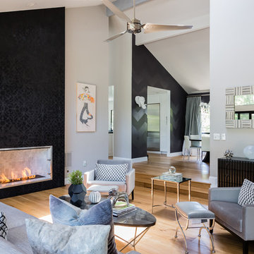 Vision Allover Stenciled Fireplace Living Room