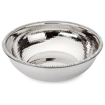 Classic Touch Hammered Stsainless Steel Jeweled Salad Bowl