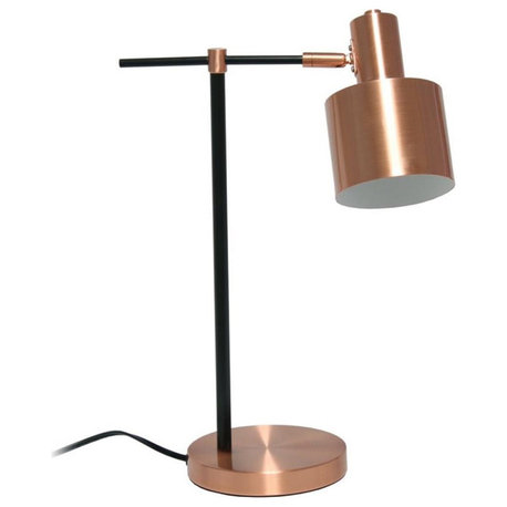 Lalia Home Iron Mid Century Table Lamp in Rose Gold