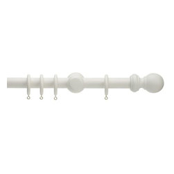 Linen white pole, with Classic ball finial - Curtain Poles