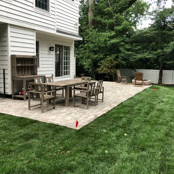 Unilock Brussels Patio, Steps & Landing ft. Unilock Sunset Round Firepit Install