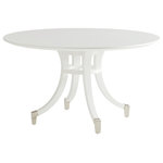 Lexington - Lombard Round Dining Table - The graceful shape of the dining table with a flared pedestal base and custom polished nickel ferrules is reflective of a skilled ballerina on pointe, appearing simple elegant with the strength and grace of a timeless artform. As shown, the Lombard dining table is 60-inch diameter, but the same design is also available in 54-inch as 415-870C Bloomfield dining table.