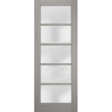 Slab Barn Door Panel Frosted Glass 24 x 80, Quadro 4002 Grey Ash