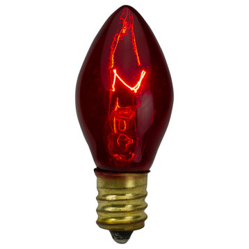 Set of 4 Red C7 Transparent Christmas Replacement Bulbs, 2"