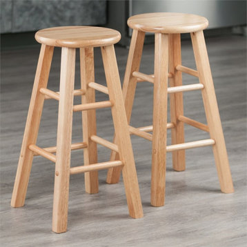 Winsome Element 24" Transitional Solid Wood Counter Stool in Natural (Set of 2)