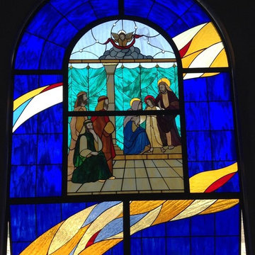 Stained glass at Divino Nino Catholic Church in Tegucigalpa