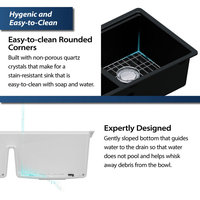 Karran Undermount 32.5 in. Double 50/50 Bowl Workstation Kitchen Sink, Black
