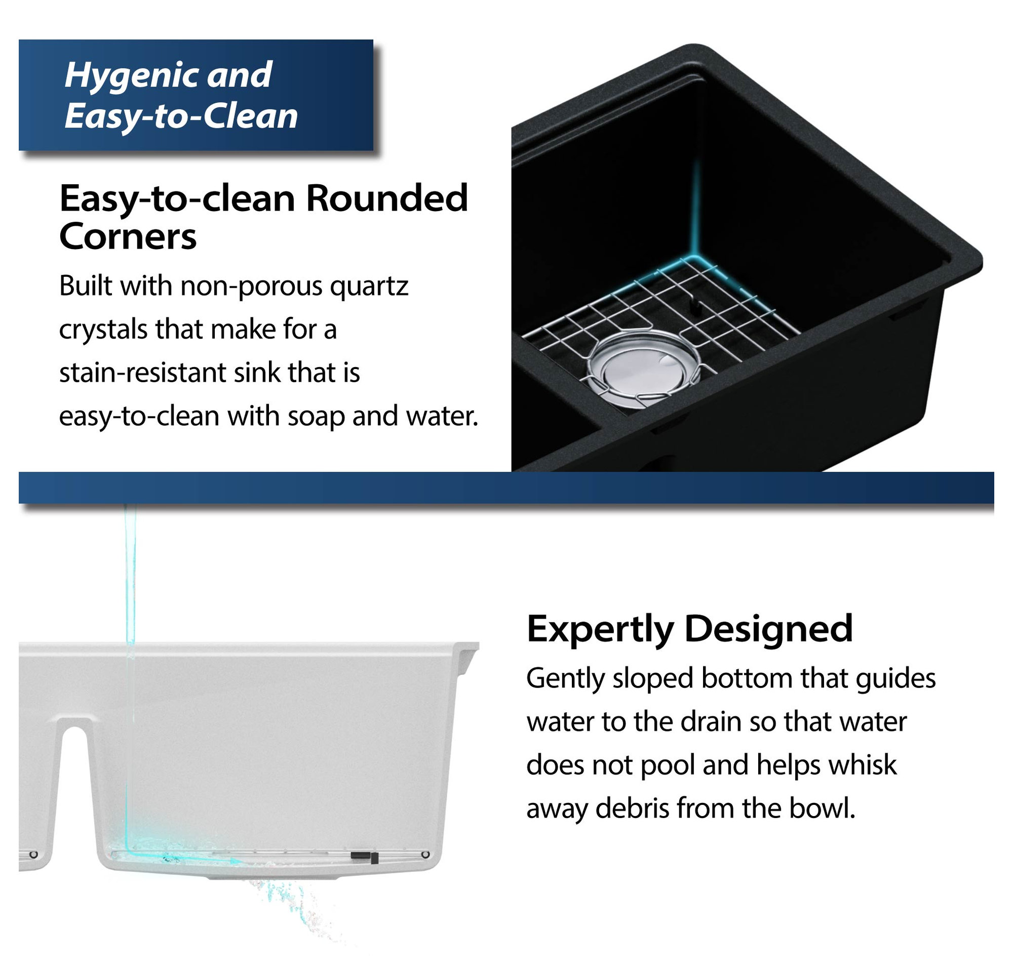 Karran Undermount 32.5 in. Double 50/50 Bowl Workstation Kitchen Sink, Black