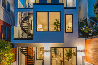 Design ideas for a contemporary three-storey exterior in San Francisco.