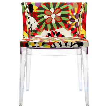 Flower Dining Upholstered Fabric Side Chair, Clear