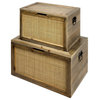 Sonny Brown Wood & Wicker With Metal Detail Rectangular Boxes, 2-Piece Set