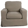 Box Cushion Slipcovered Chair Light Gray