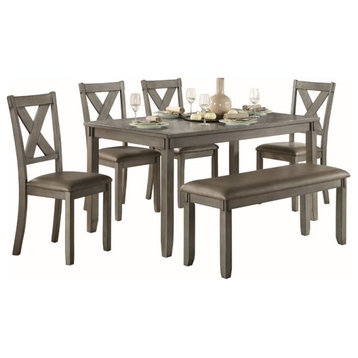 Lexicon Holders 6 Piece Wood Dining Set in Gray
