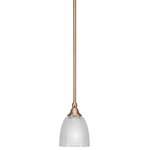 Toltec Lighting - Stem 1-Light Pendant with Hang Straight Swivel, New Age Brass/Clear Ribbed - Enhance your space with the Stem 1-Light Pendant with Hang Straight Swivel. Installation is a breeze - simply connect it to a 120 volt power supply and enjoy. Achieve the perfect ambiance with its dimmable lighting feature (dimmer not included). This pendant is energy-efficient and LED-compatible, providing you with long-lasting illumination. It offers versatile lighting options, as it is compatible with standard medium base bulbs. The pendant's streamlined design, along with its durable glass shade, ensures even and delightful diffusion of light. Choose from multiple size, finish, and color variations to find the perfect match for your decor.