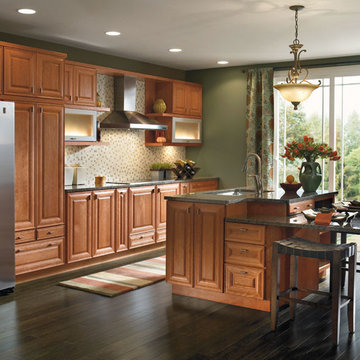 Light Cherry Cabinets in a Galley Kitchen