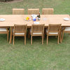9-Piece Teak Dining Set, 117" Extension Rectangle Table, 8 Giva Arm Chairs