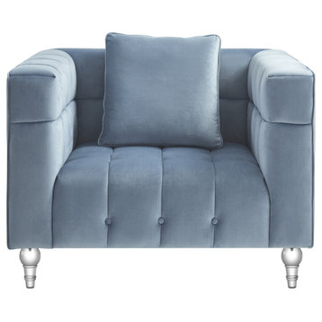 Inspired Home Iker Club Chair Biscuit Tufted, Velvet, Teal