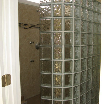 Curved glass block shower in Raleight North Carolina