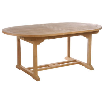 Teak Wood Orleans Oval Outdoor Patio Extension Dining Table