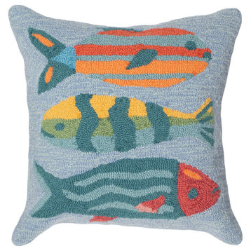 Frontporch Fishes Indoor/Outdoor Pillow Aqua 18"x18"