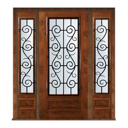 Prehung Sidelights Door 80 Alder St. Charles 3/4 Lite Wrought Iron - Front Doors