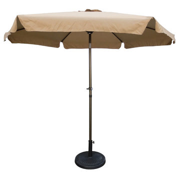 St. Kitts 9' Aluminum/ Polyester Fabric Patio Umbrella and Crank-Bronze/Khaki