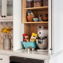 Baking station behind pocket doors