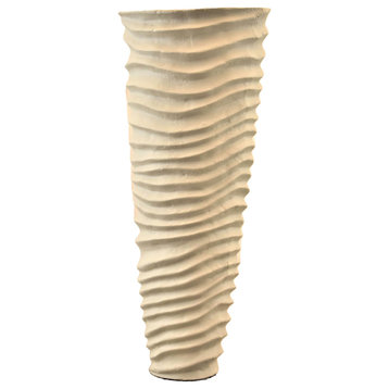 Metal 18" Rugged Vase, Ivory/Nickel