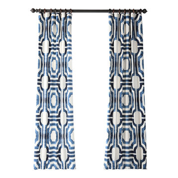 Mecca Printed Cotton Curtain Single Panel, 50"x108"