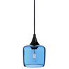Lucent Pendant No. 601, Blue Glass Shade, Matte Black Hardware
