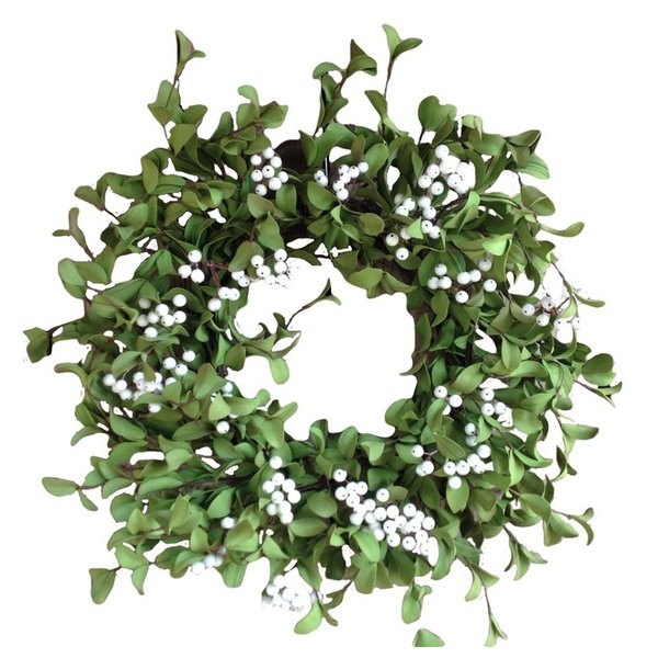 Green with White Berry Wreath, 22