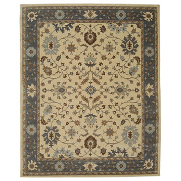 EORC Ivory Hand Crafted Wool Oushak Rug 2'6x9'10