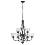 Craftmade - Craftmade Serene 9 Light Chandelier, Espresso - The Serene is a lighting collection with beautifully sculpted lines. The metal and clear seeded glass is a blend of understated tranquility that soothes and balaces with your surroundings.