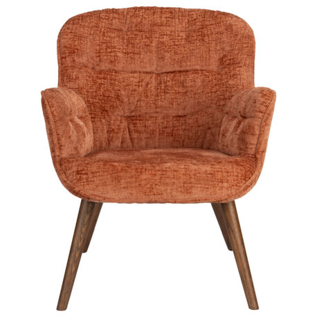 Velvet Vintage Style Lounge Chair, Dutchbone Lenn, Terra