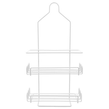 Two Tier Deluxe Shower Caddy Rack Organizer With Shelves White
