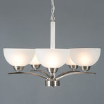 Yosemite Home Decor - 5-Lights Chandelier, Satin Steel - Looking for an elegant, contemporary, and simple way to update your living or dining room? The Alta Peak Collection by Yosemite Home Decor has the perfect chandelier for your home. Item code #107-5U-AWSS, this gorgeous 5-light chandelier in a Satin Steel finish is adorned with Acid Washed glass shades. Equipped with 4 ft. of chain and 10 feet of wire, this chandelier is easy to install and comes partially assembled. It requires (5) Incandescent medium (E26) base bulbs at a maximum of 60 watts. A 1-year limited warranty is included at the time of purchase for the parts. Also available in a Coffee Brown finish.