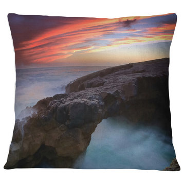 Colorful Cabo Raso Seashore Portugal Seashore Throw Pillow, 18"x18"