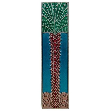 Notting Hill Royal Palm/Turquoise (Vertical) Pull - Brilliant Pewter (Enameled)