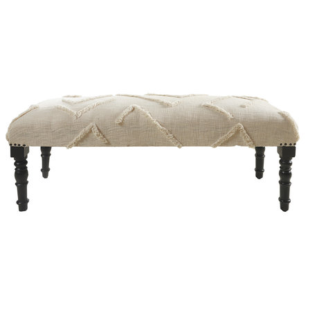 Overtufted Cream Indoor Bench, 47" Length