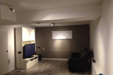 Inspiration for a modern basement remodel in Toronto